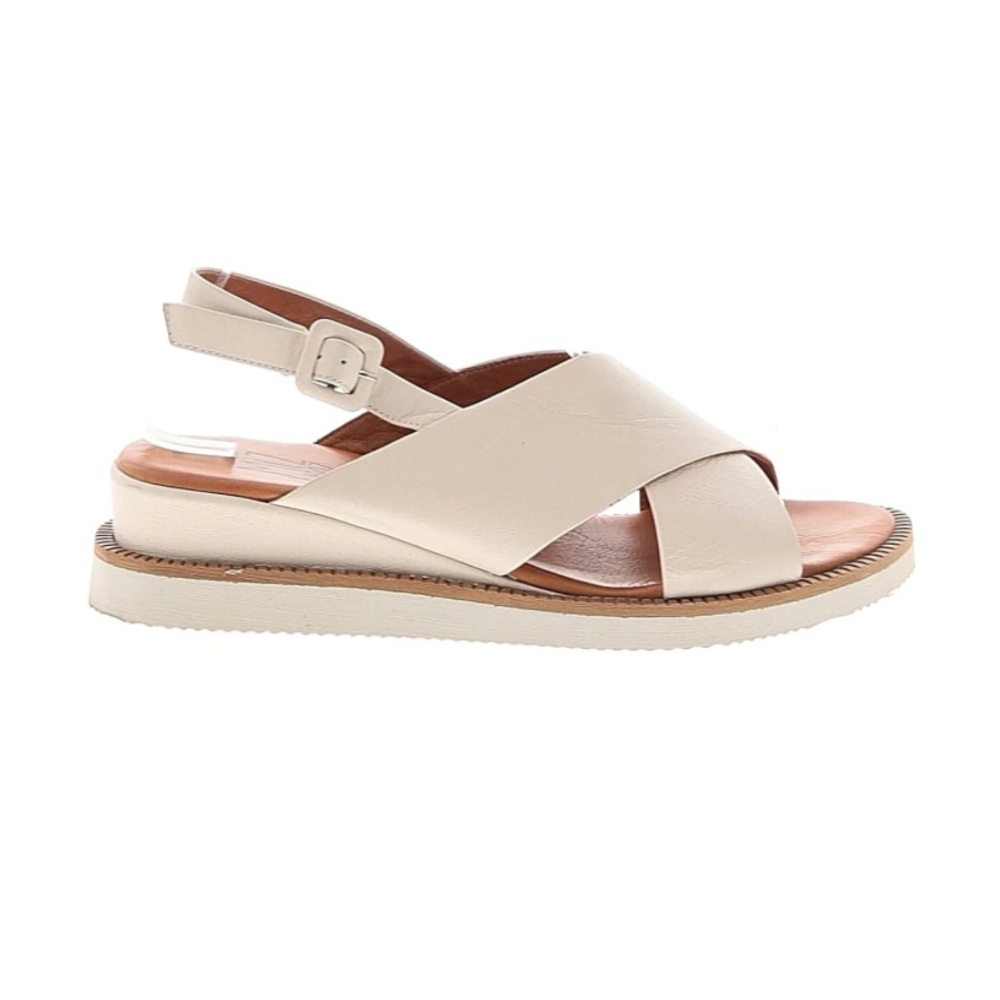 Miz Mooz Ella Sandals Ivory White Leather Backstrap Shoes Size 38 - Picture 2 of 10